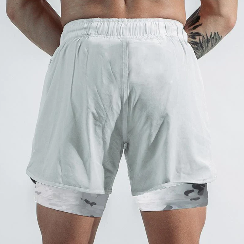 Aram - Graue 2-in-1 Kompressions-Shorts