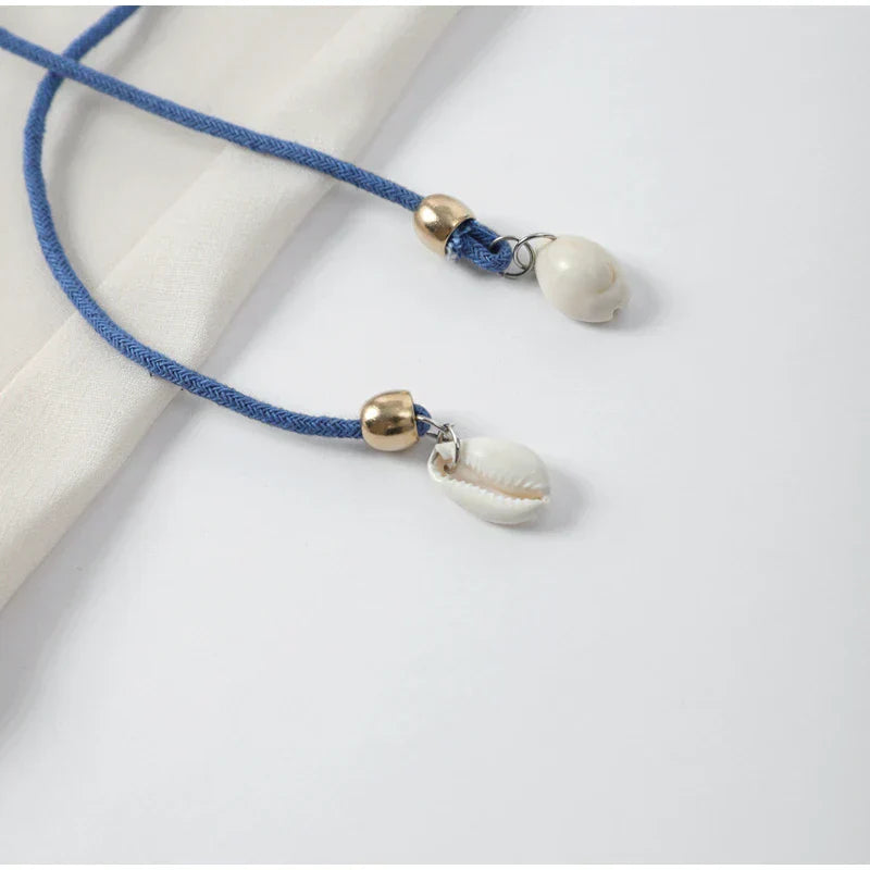 Lella - Blaues Bedrucktes V-Ausschnitt Kleid