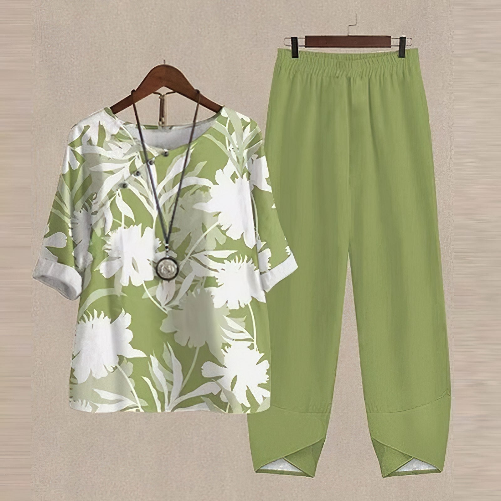 Grau Vintage Blumen Zweiteiliges Set - Kyra