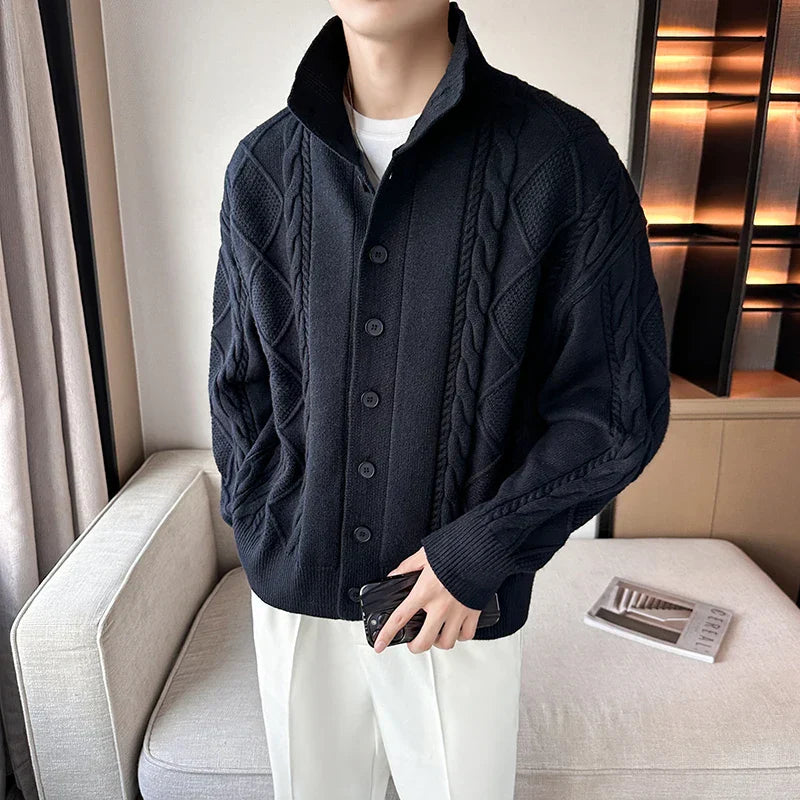 Kaffeebrauner handgestrickter Cardigan - Sophie