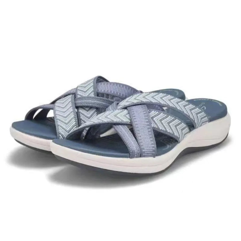 Beige Plateau-Sandalen mit Kreuzriemen - Nia