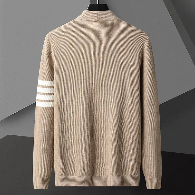 Beiger Strick-Cardigan mit Streifenmuster - Max