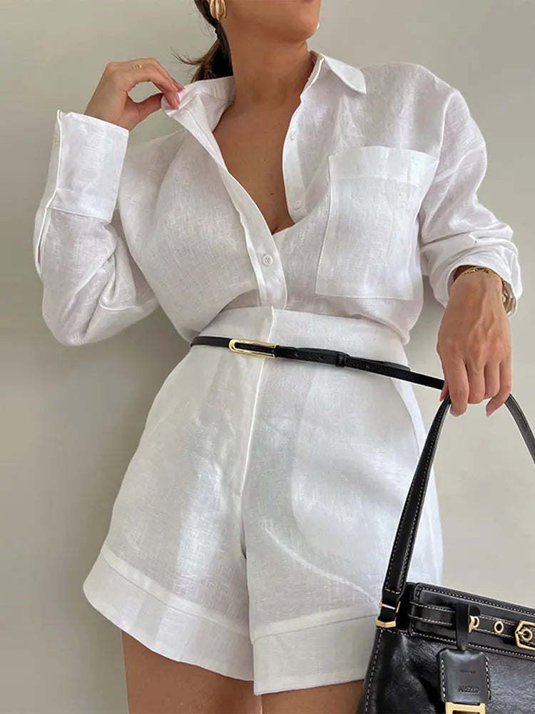 Weißes Baumwoll-Leinen Set - Anna
