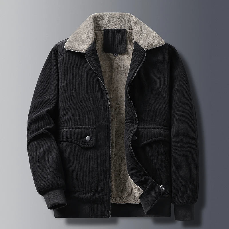 Braune Cordjacke mit Sherpa-Futter - Mia