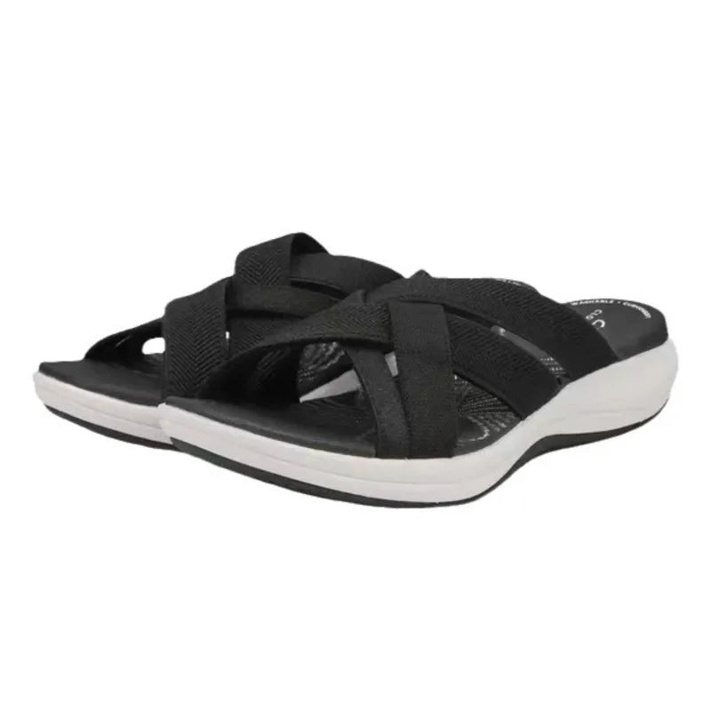 Beige Plateau-Sandalen mit Kreuzriemen - Nia