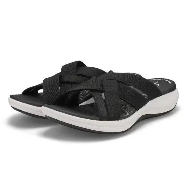 Beige Plateau-Sandalen mit Kreuzriemen - Nia