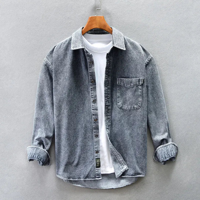 Graues Vintage-Denim-Hemd - Leo