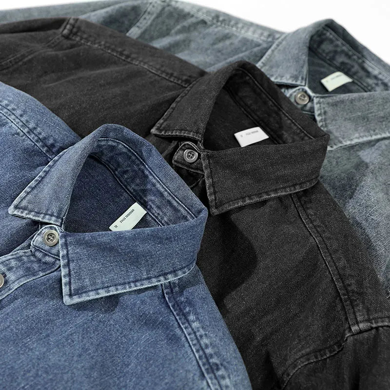 Graues Vintage-Denim-Hemd - Leo