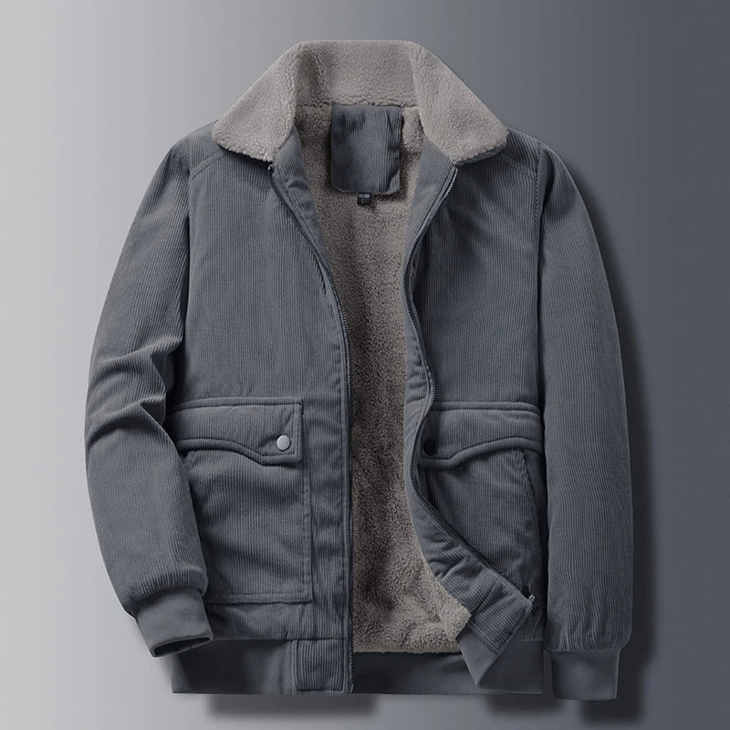 Braune Cordjacke mit Sherpa-Futter - Mia