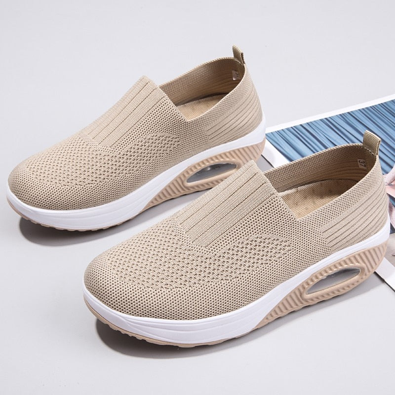 Cecile - Beige Mesh Sportliche Sneakers