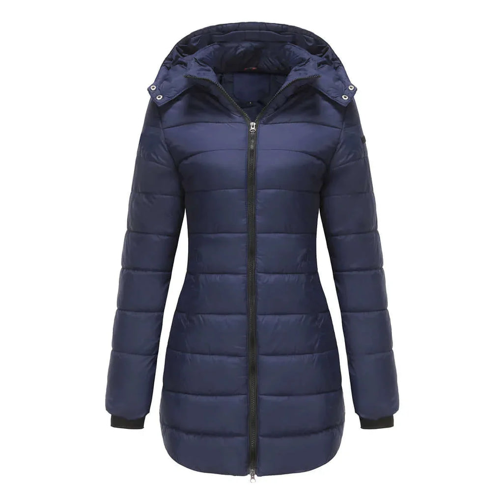 Damen Wintermantel Dunkelblau Gepolstert – Amelie