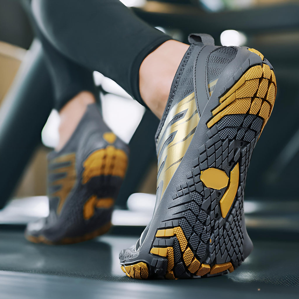 Leo - Grau/Gelbe Herren Barfußschuhe