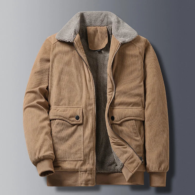 Braune Cordjacke mit Sherpa-Futter - Mia