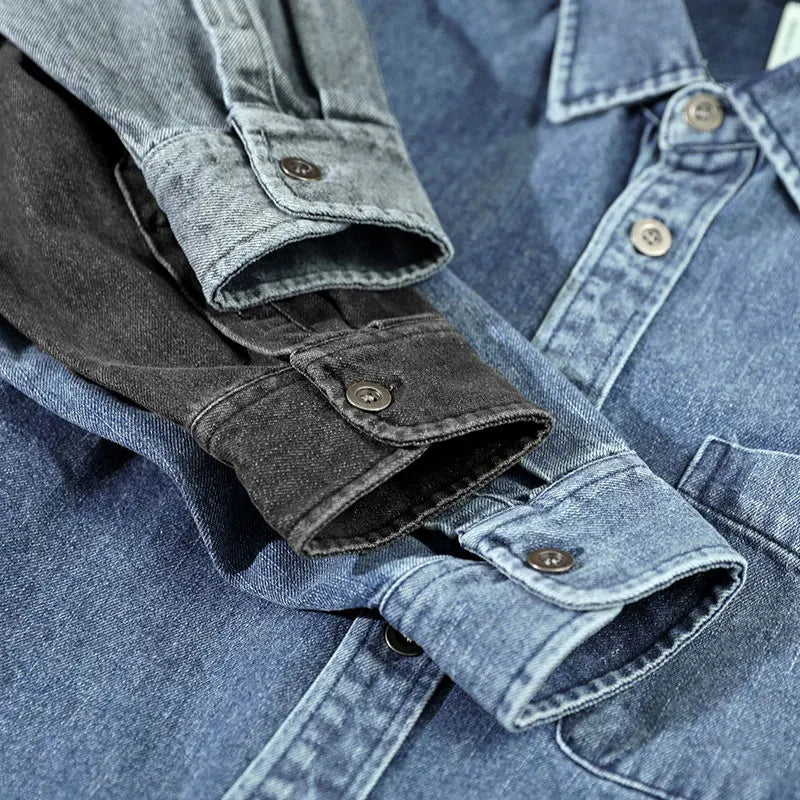 Graues Vintage-Denim-Hemd - Leo