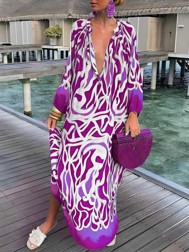 Rosa Boho Print Maxikleid - Ella