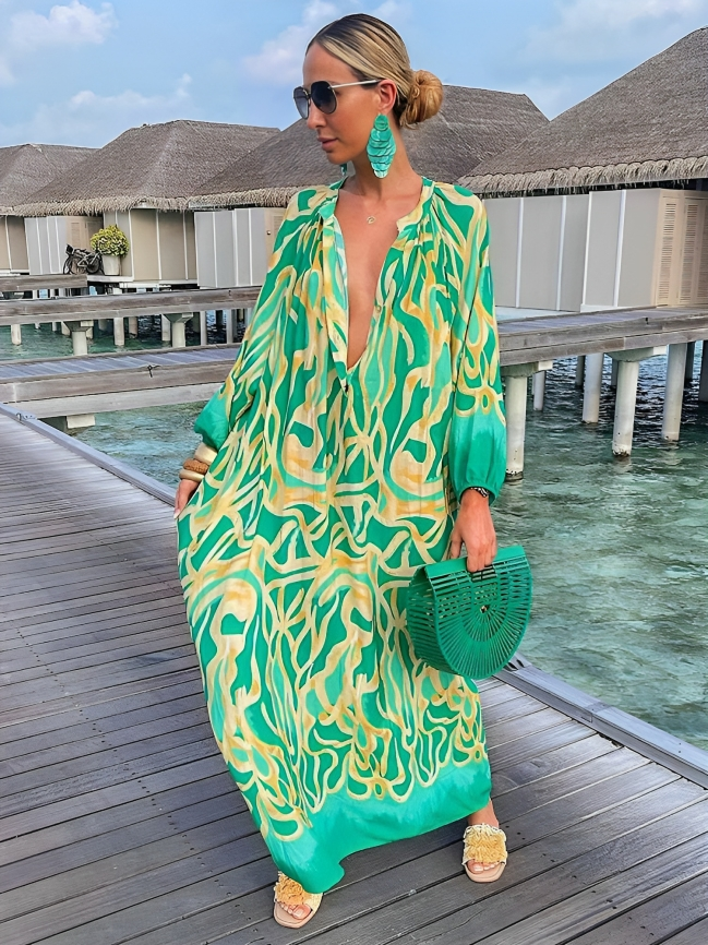 Rosa Boho Print Maxikleid - Ella