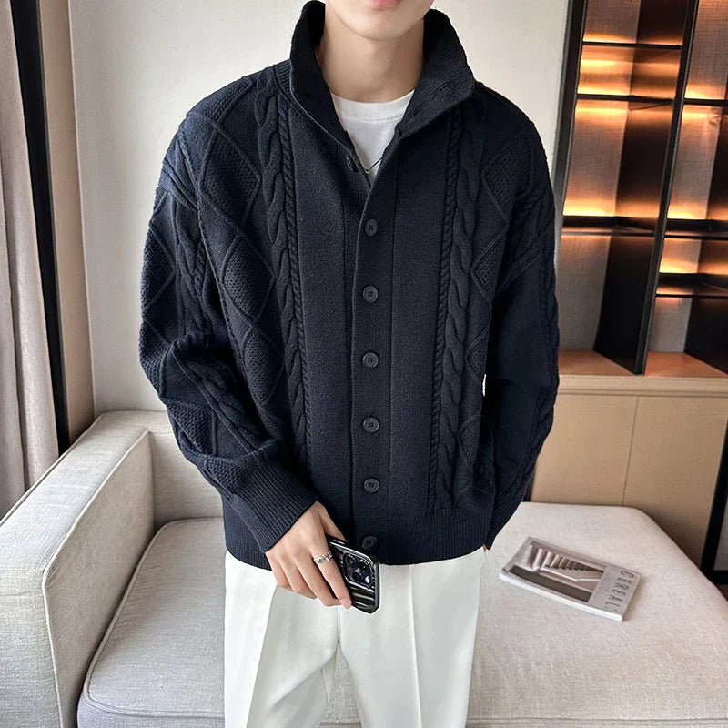 Kaffeebrauner handgestrickter Cardigan - Sophie