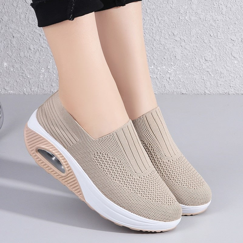 Cecile - Beige Mesh Sportliche Sneakers