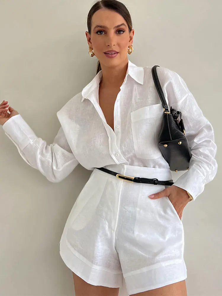 Weißes Baumwoll-Leinen Set - Anna