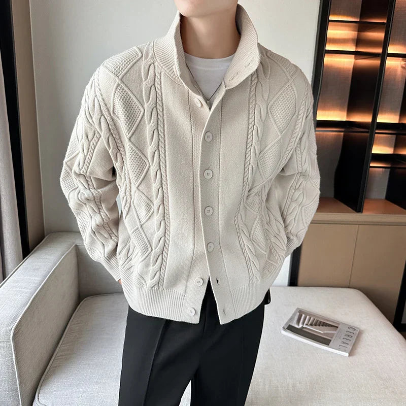 Kaffeebrauner handgestrickter Cardigan - Sophie