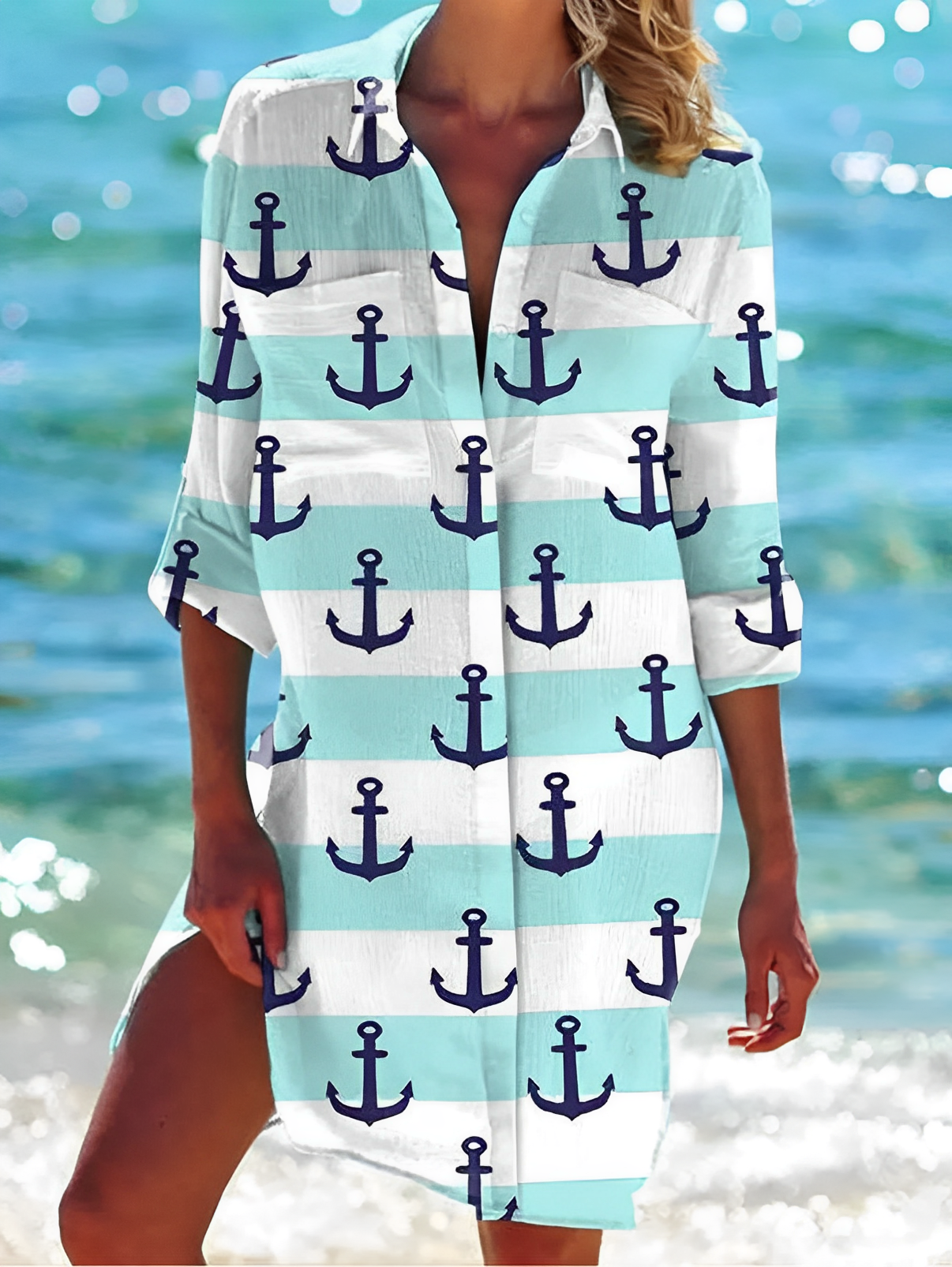 Hellblaue Button-down Bluse - Shaila