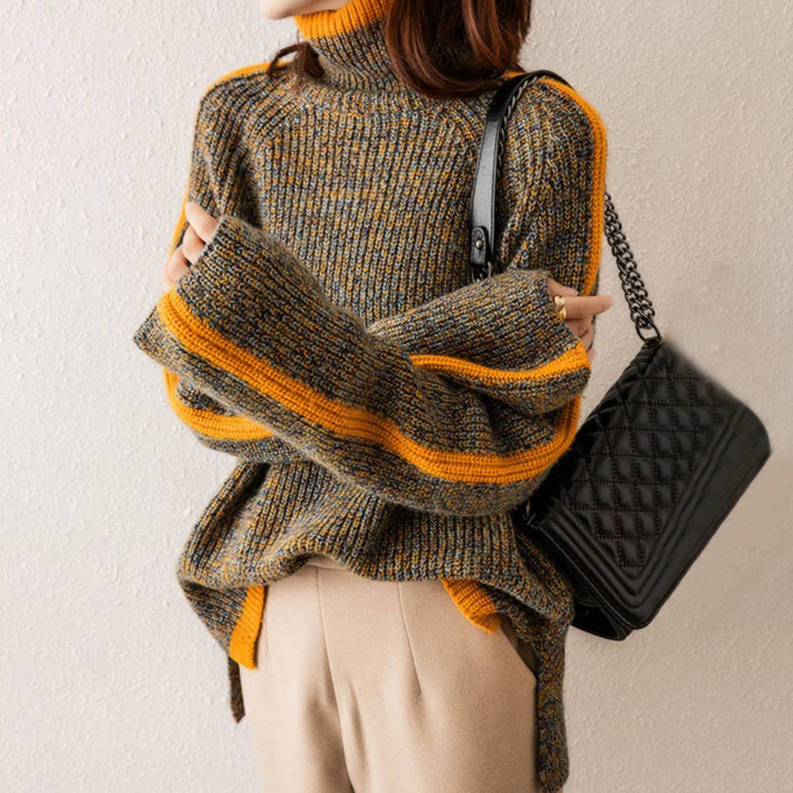 Bequemer Rollkragenpullover Gelb - Sofia