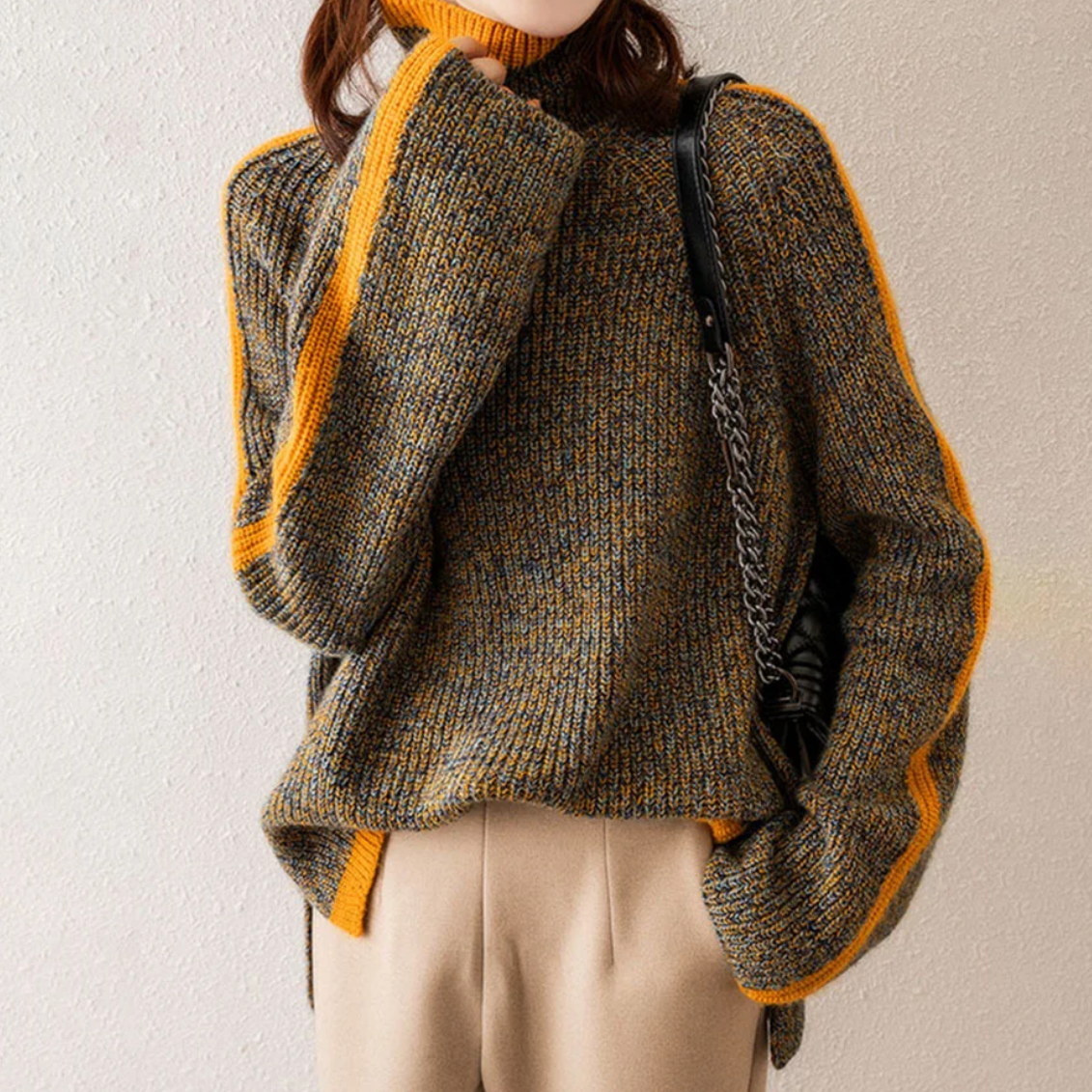 Bequemer Rollkragenpullover Gelb - Sofia
