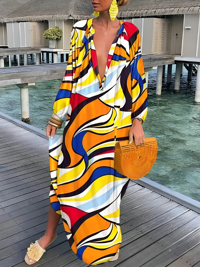Rosa Boho Print Maxikleid - Ella