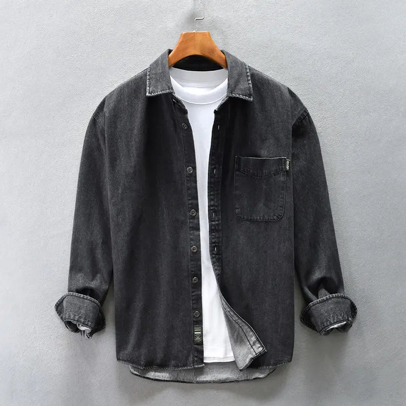 Graues Vintage-Denim-Hemd - Leo