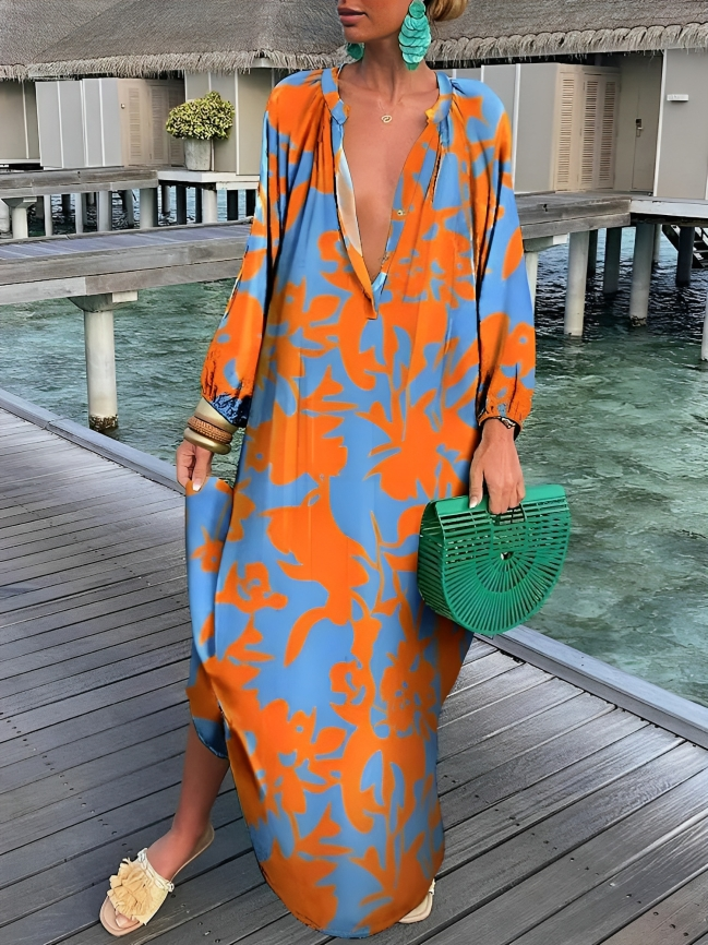 Rosa Boho Print Maxikleid - Ella