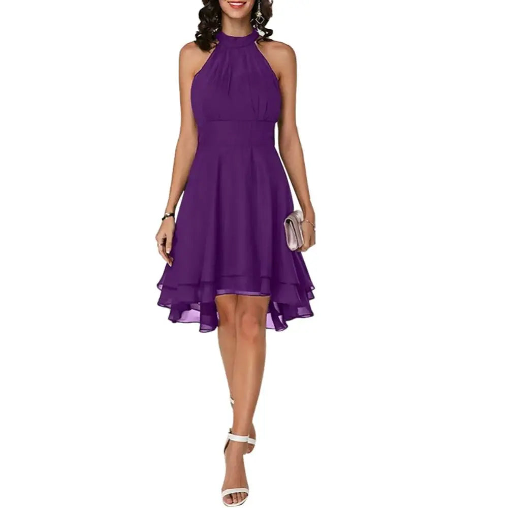 Martina - Dunkelgrünes Chiffon-Halterkleid