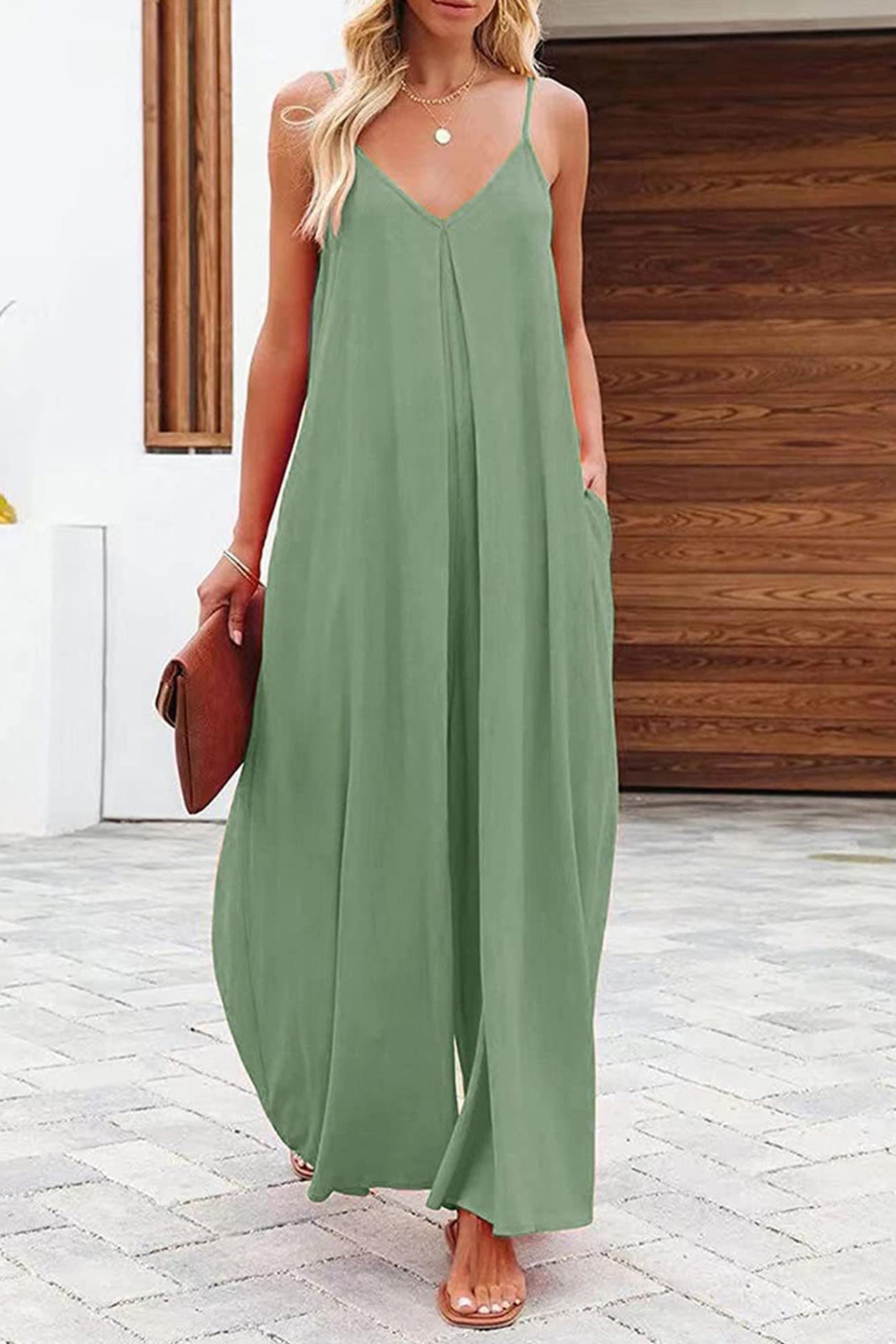Oranger Jumpsuit mit Weitem Bein – Lena