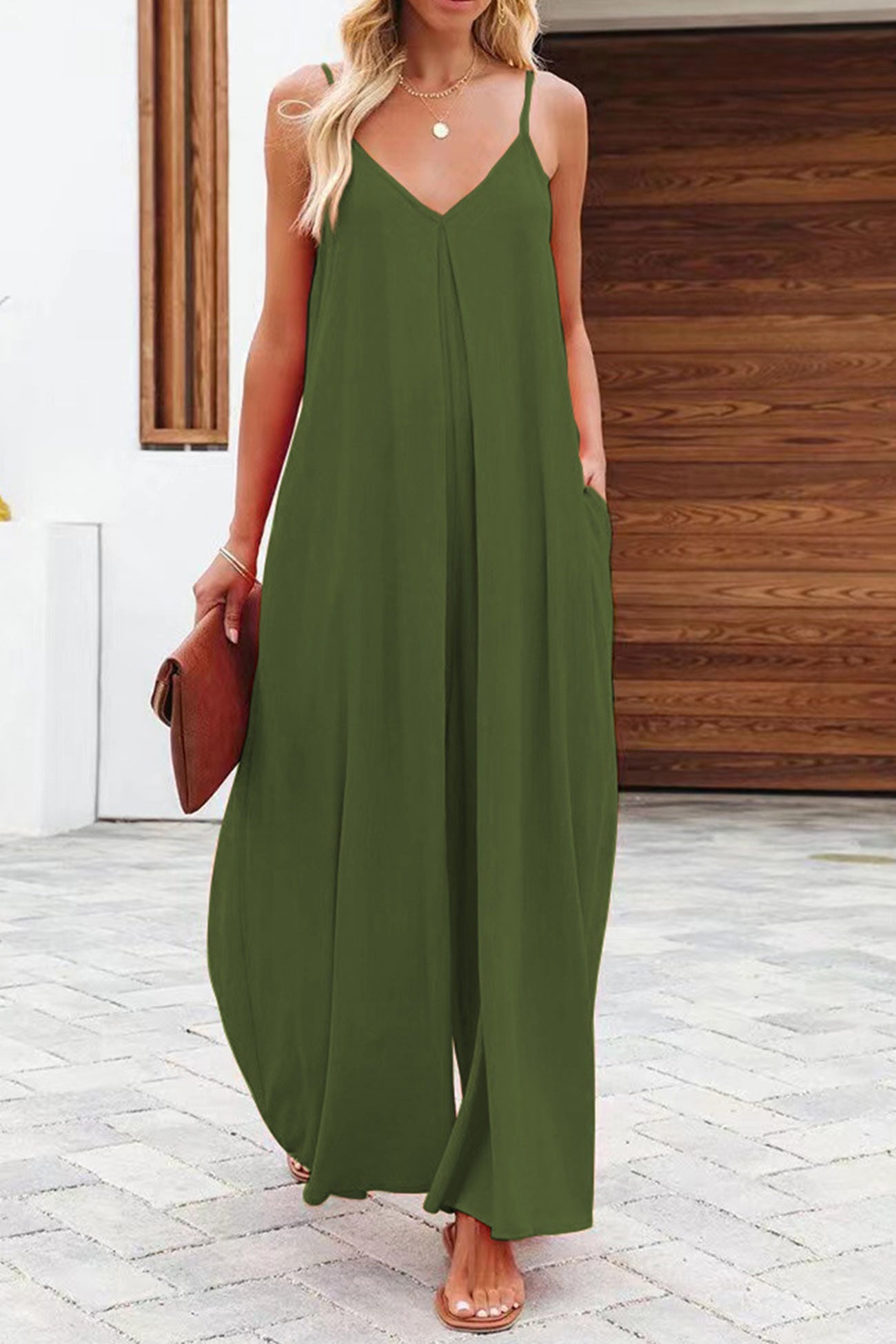Oranger Jumpsuit mit Weitem Bein – Lena