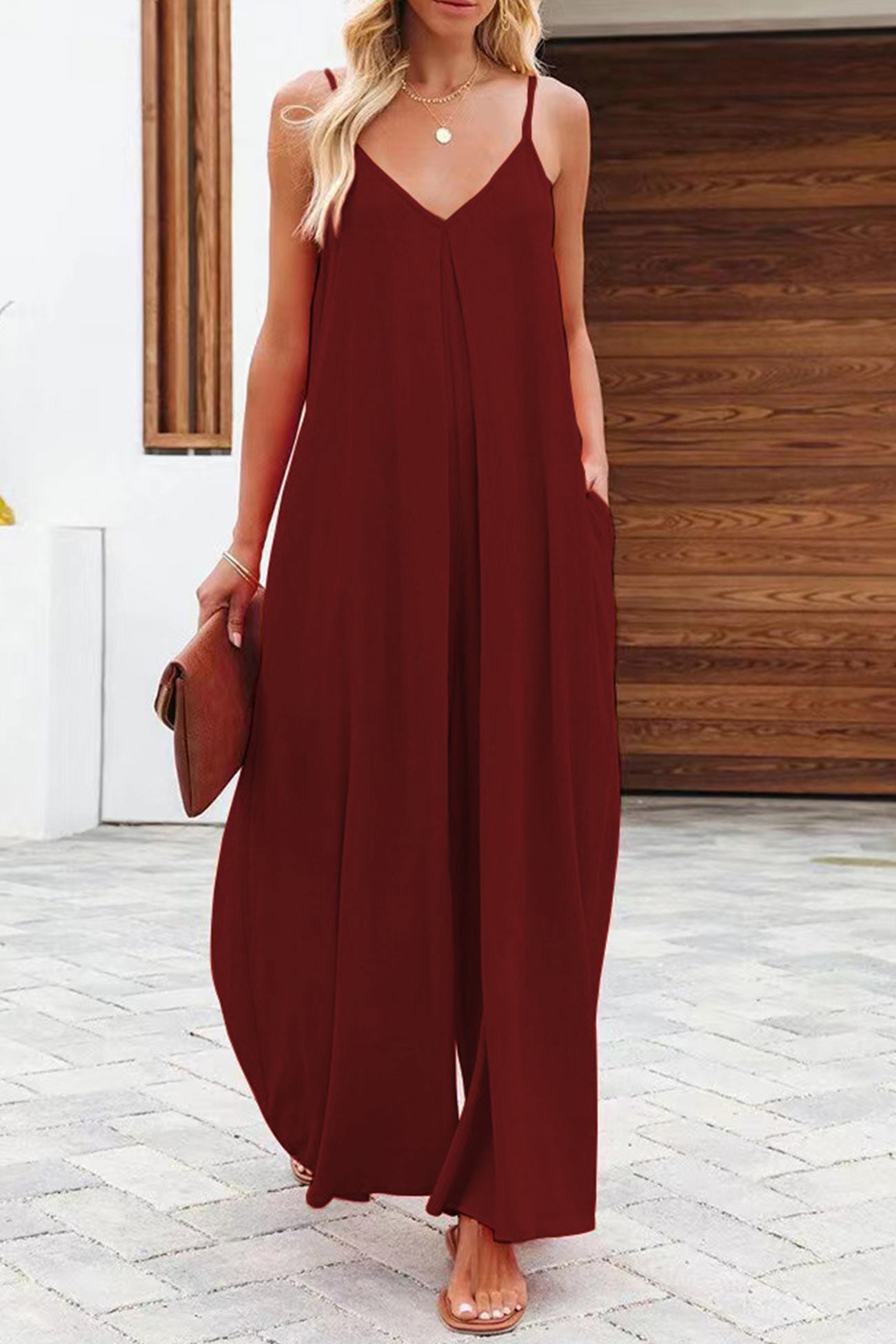 Oranger Jumpsuit mit Weitem Bein – Lena