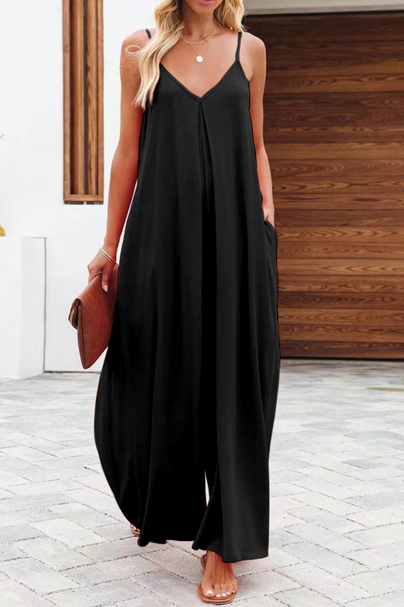 Oranger Jumpsuit mit Weitem Bein – Lena