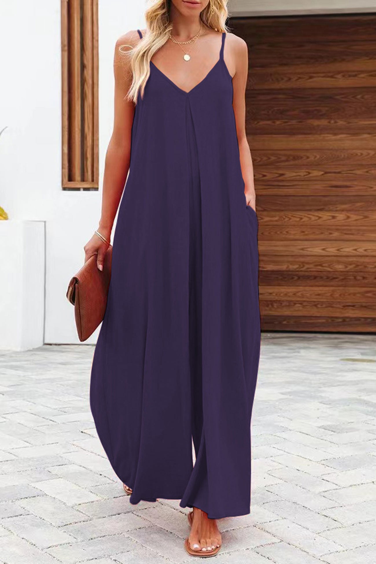 Oranger Jumpsuit mit Weitem Bein – Lena