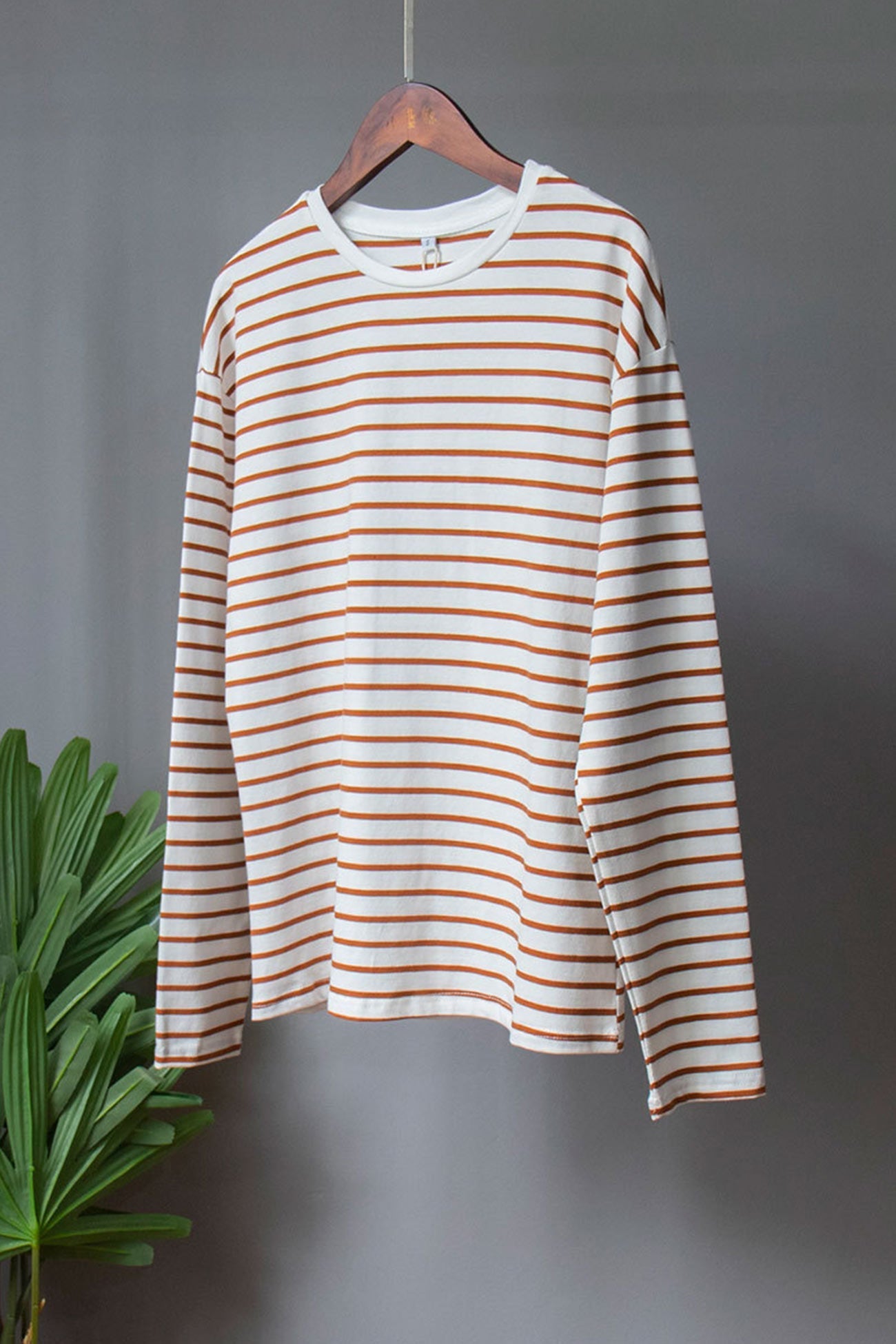 Grün Gestreiftes Baumwoll-T-Shirt - Femke