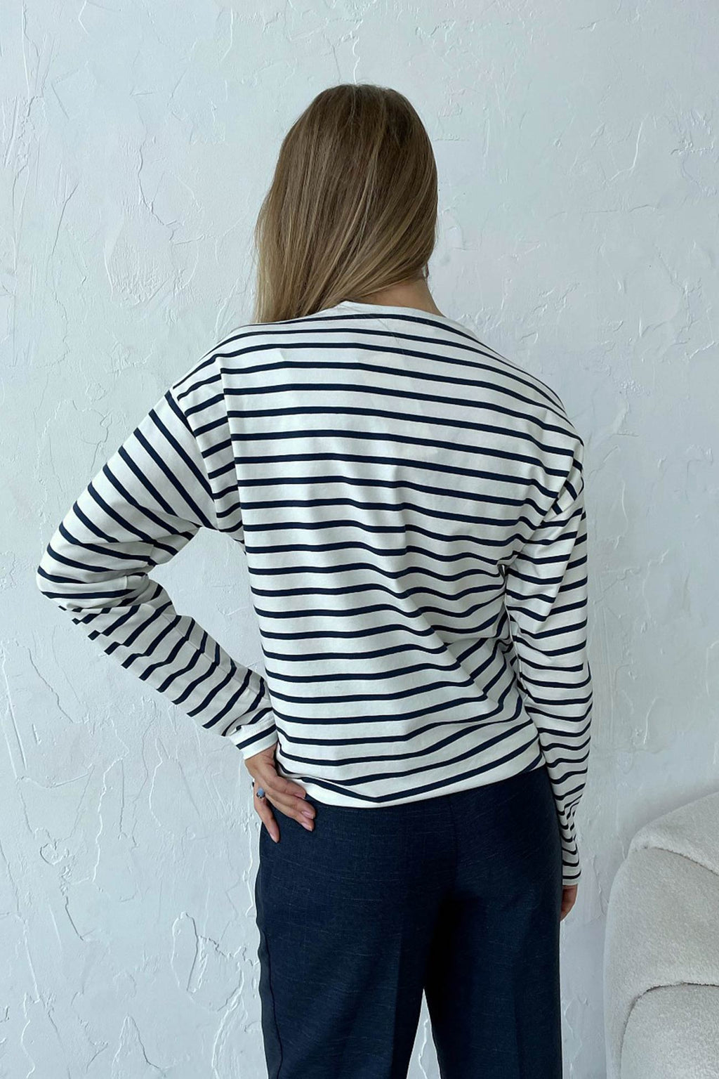 Grün Gestreiftes Baumwoll-T-Shirt - Femke