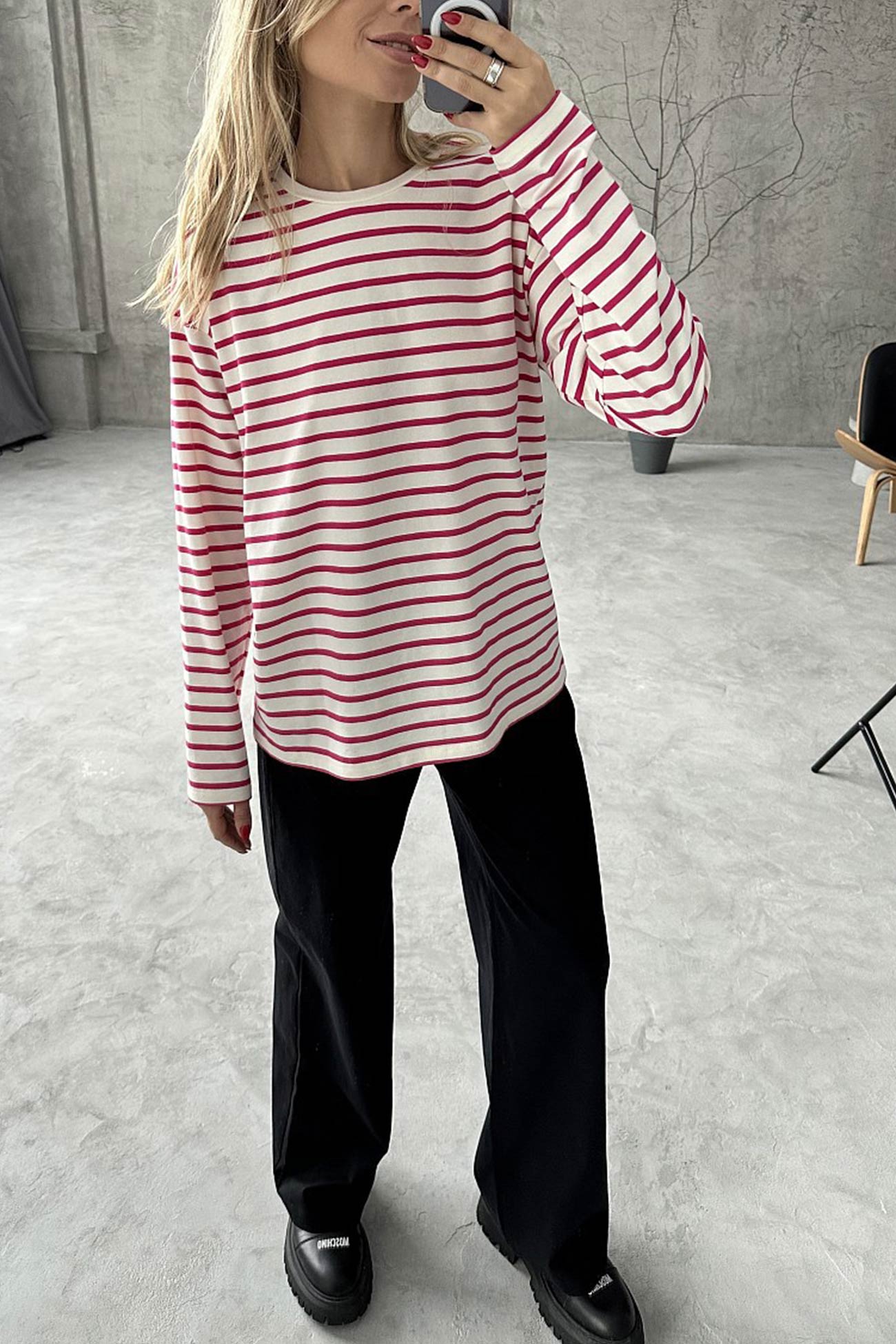 Grün Gestreiftes Baumwoll-T-Shirt - Femke