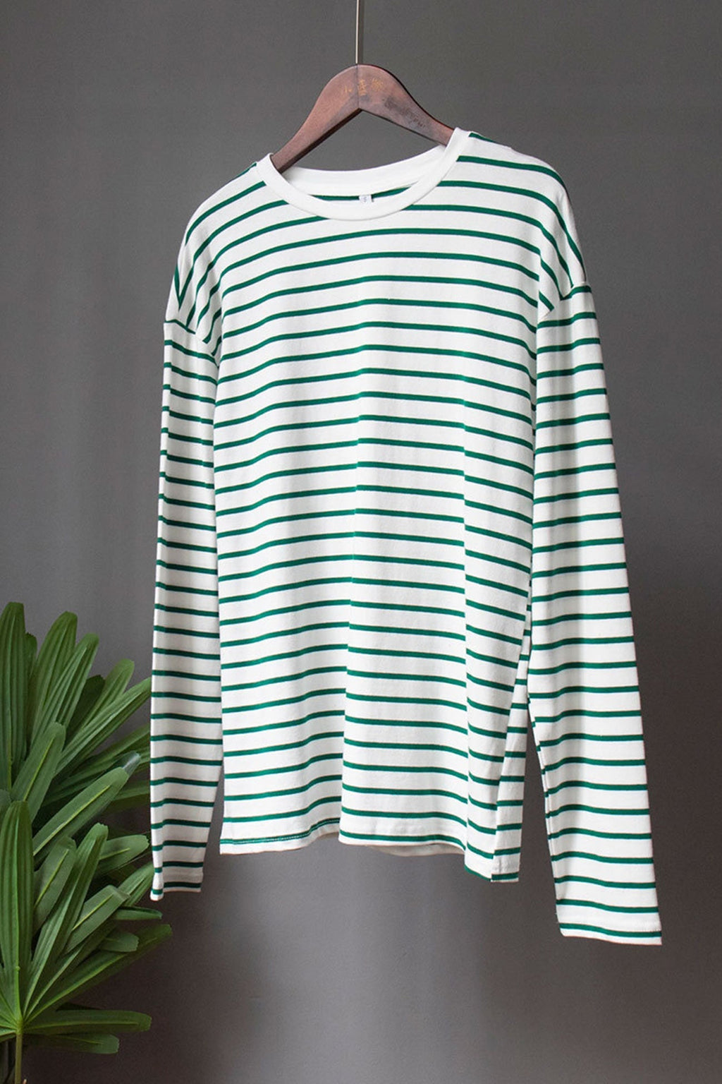 Grün Gestreiftes Baumwoll-T-Shirt - Femke