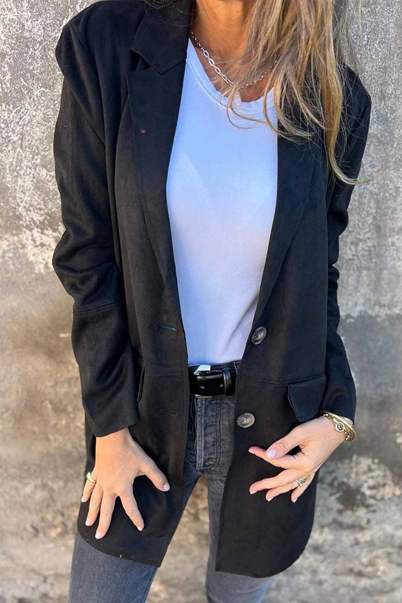 Braune Wildlederjacke mit Knöpfen - Liv
