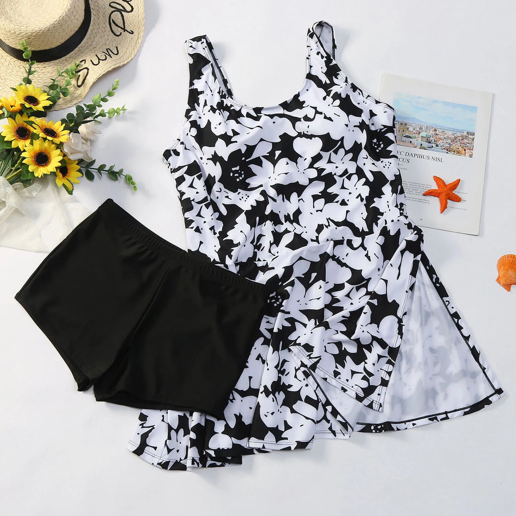 Edlyn - Weiße Vintage Tankini mit Rock