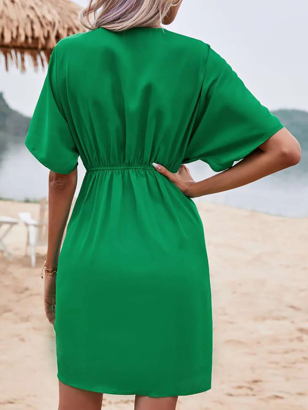 Aprikosenfarbenes Freizeitkleid mit Knoten - Casey