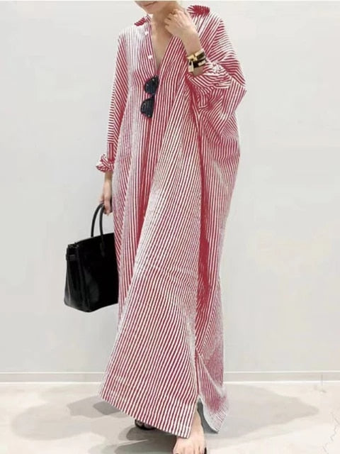 Rotes Baumwoll-Leinen-Kleid - Mia
