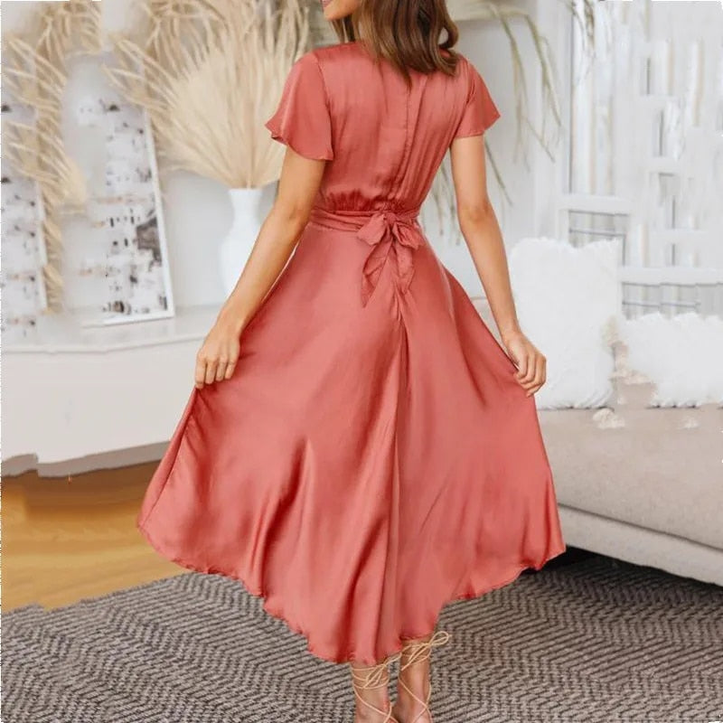 Oranges Spitzen-Maxi-Kleid - Sophie