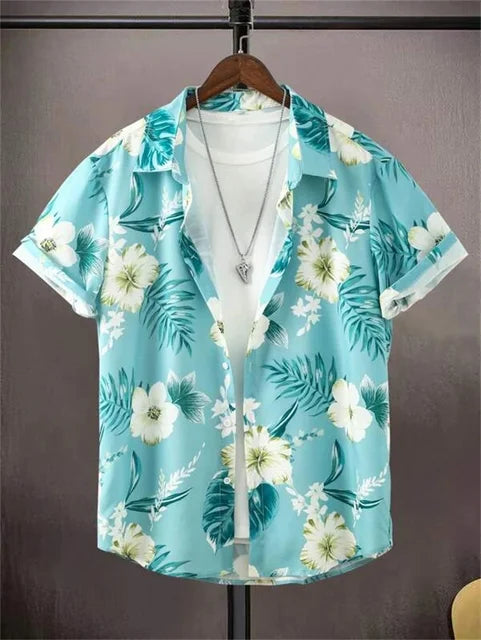 Weißes Hawaiihemd mit Blumenmuster - Tom
