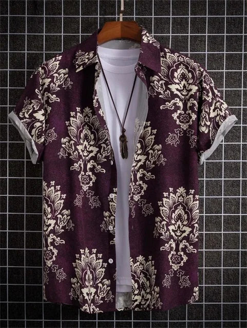Weißes Hawaiihemd mit Blumenmuster - Tom