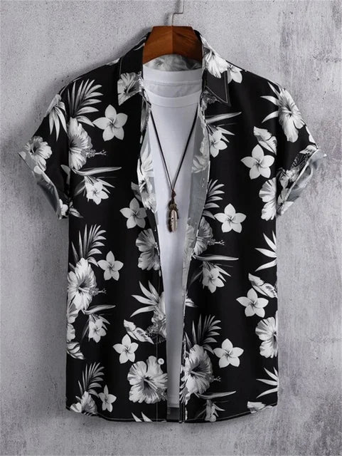 Weißes Hawaiihemd mit Blumenmuster - Tom