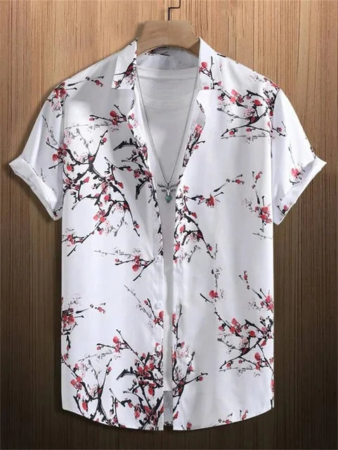 Weißes Hawaiihemd mit Blumenmuster - Tom