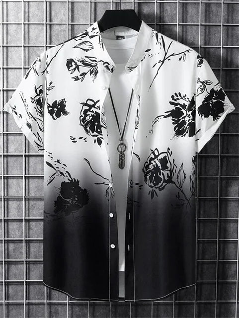Weißes Hawaiihemd mit Blumenmuster - Tom